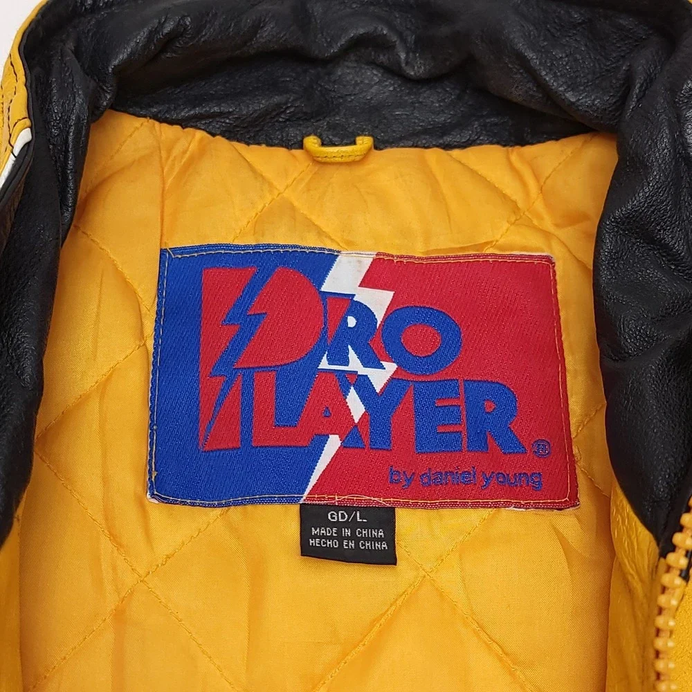 Vintage Pittsburgh Steelers Leather Jacket Large Pro Player Daniel‎ Young Bomber